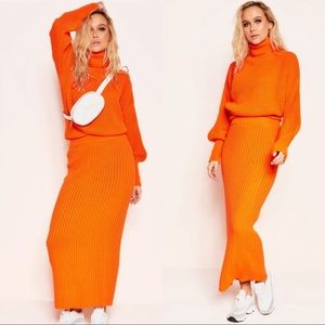 Missy Empire Orange Knit Two Piece Set